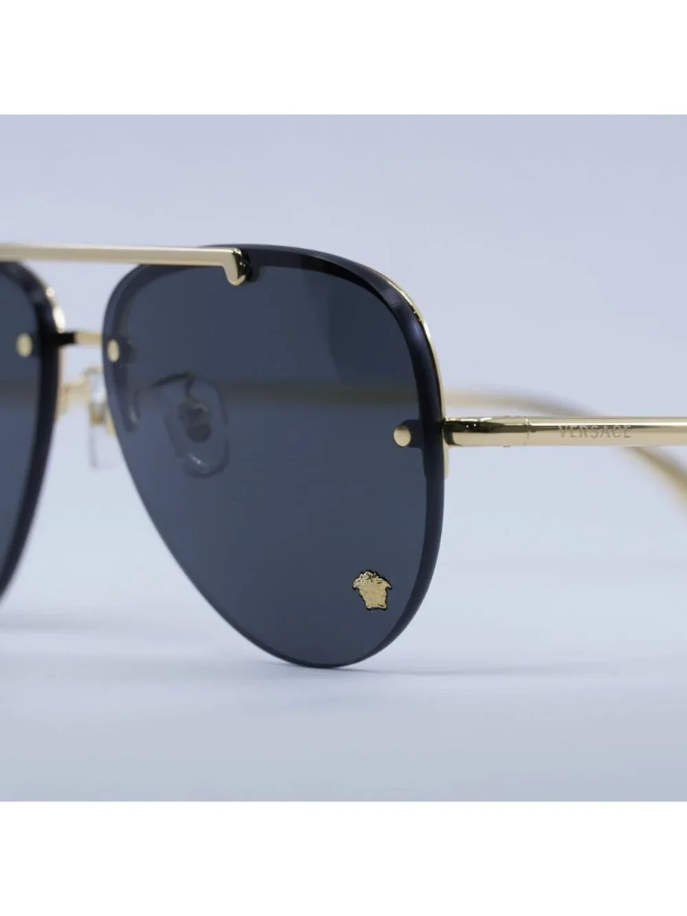 Versace VE2231 100287 Sunglasses Gold Aviator Frame, Grey Lenses
